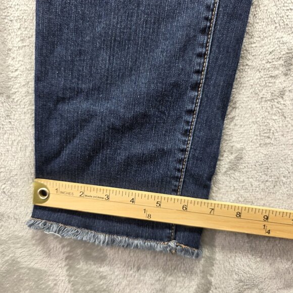 Torrid Crop Boyfriend Jeans Womens 12 Blue Vintage Stretch Raw Hem Distressed - Picture 10 of 10